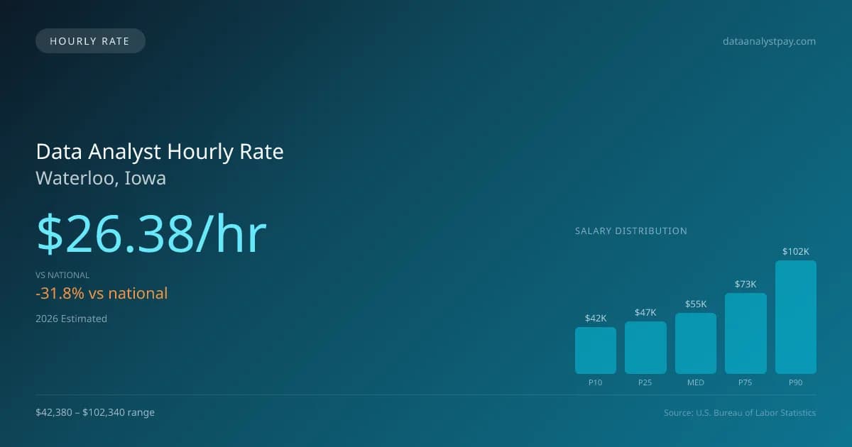 Data Analyst Hourly Rate in Waterloo, IA — 2026 est., based on 2025 BLS