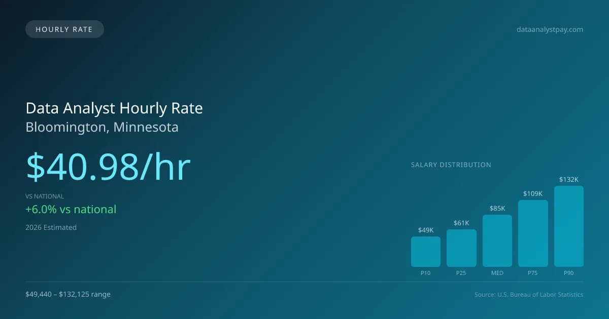 Data Analyst Hourly Rate in Bloomington, MN — 2026 est., based on 2025 BLS