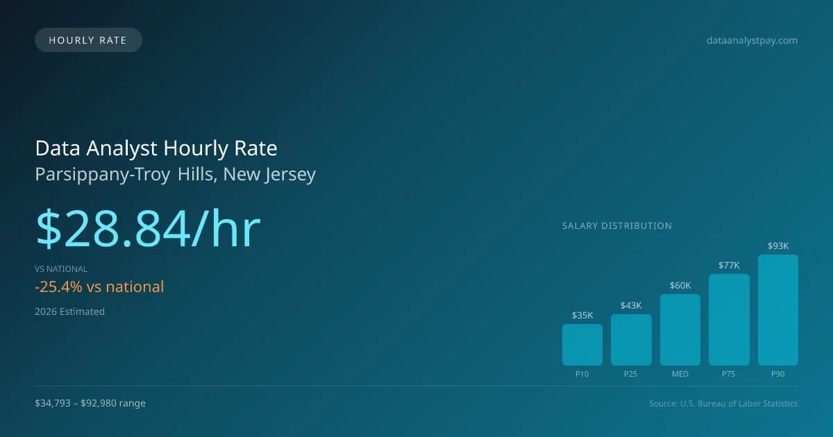 Data Analyst Hourly Rate in Parsippany-Troy Hills, NJ — 2026 est., based on 2025 BLS