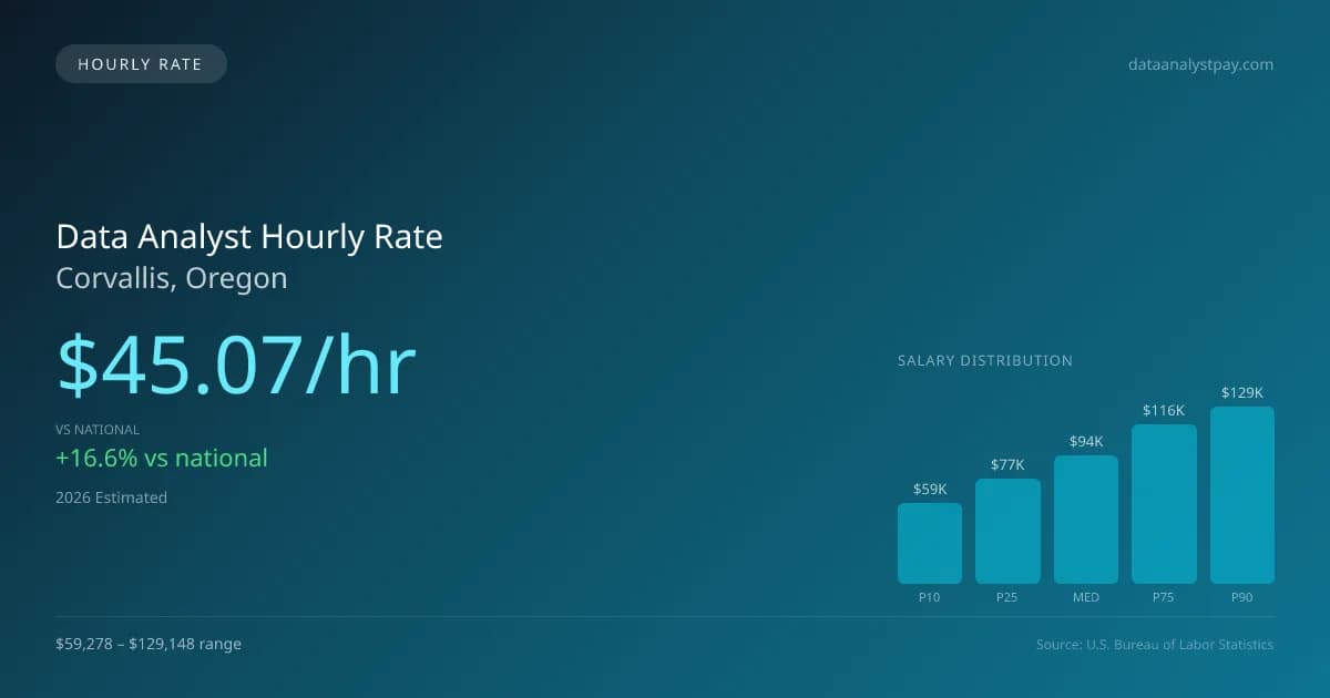 Data Analyst Hourly Rate in Corvallis, OR — 2026 est., based on 2025 BLS