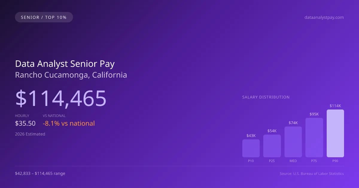 Data Analyst Senior Salary in Rancho Cucamonga, CA — 2026 est., based on 2025 BLS