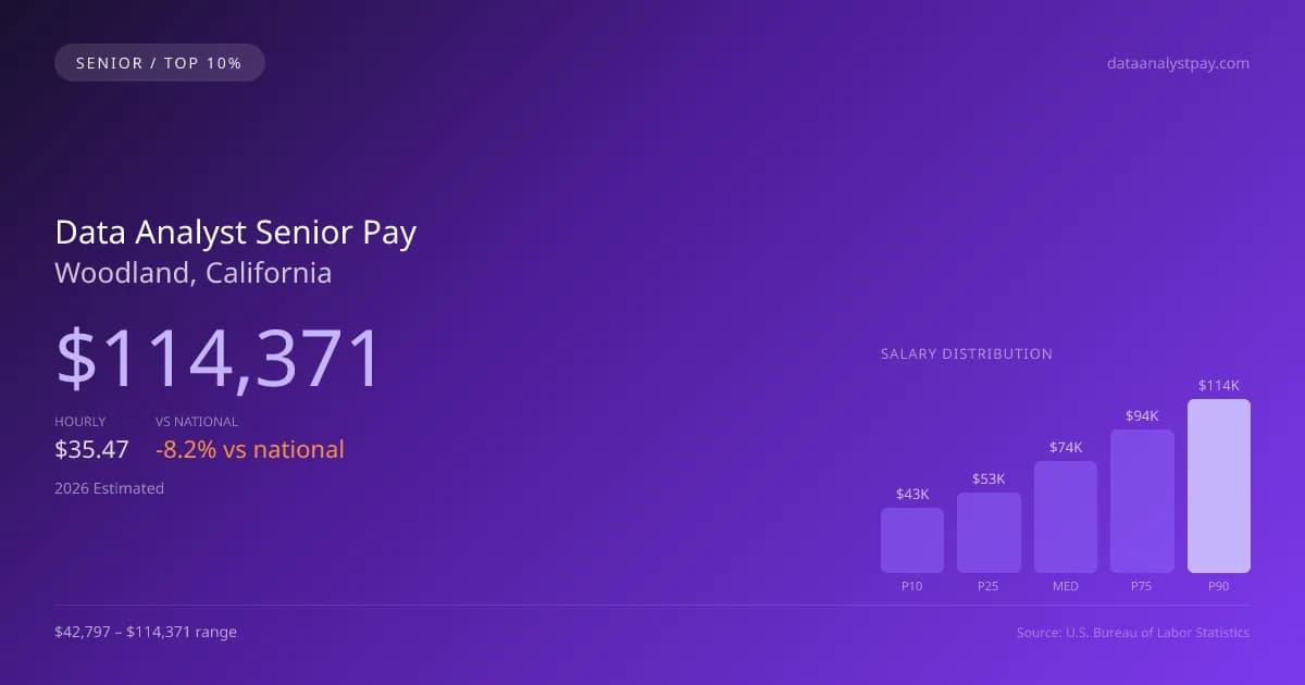 Data Analyst Senior Salary in Woodland, CA — 2026 est., based on 2025 BLS