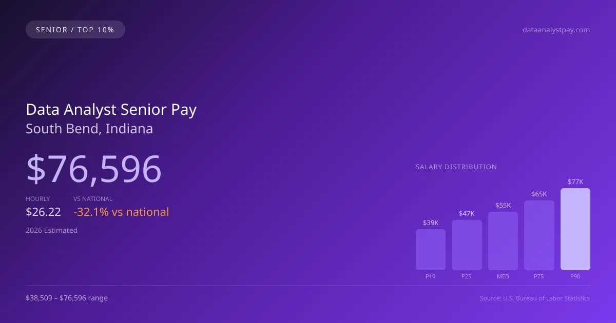 Data Analyst Senior Salary in South Bend, IN — 2026 est., based on 2025 BLS