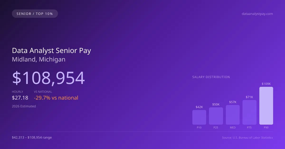 Data Analyst Senior Salary in Midland, MI — 2026 est., based on 2025 BLS