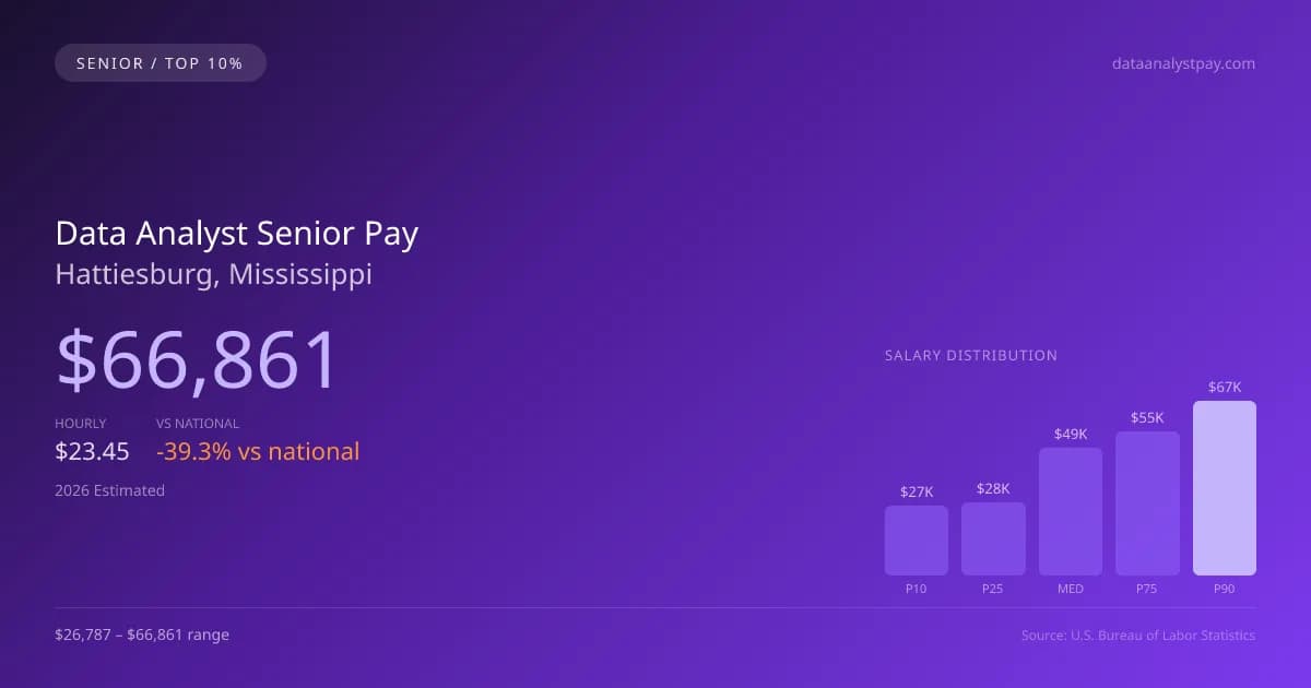 Data Analyst Senior Salary in Hattiesburg, MS — 2026 est., based on 2025 BLS