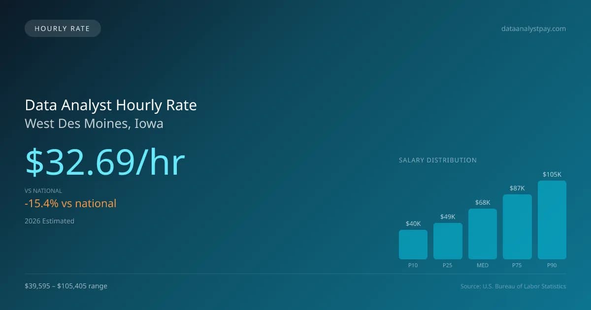 Data Analyst Hourly Rate in West Des Moines, IA — 2026 est., based on 2025 BLS