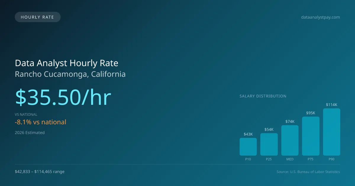 Data Analyst Hourly Rate in Rancho Cucamonga, CA — 2026 est., based on 2025 BLS
