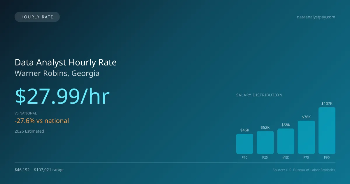 Data Analyst Hourly Rate in Warner Robins, GA — 2026 est., based on 2025 BLS