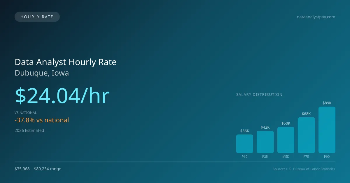 Data Analyst Hourly Rate in Dubuque, IA — 2026 est., based on 2025 BLS
