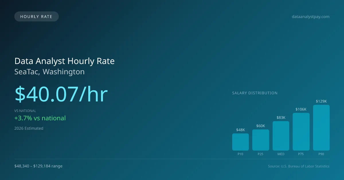Data Analyst Hourly Rate in SeaTac, WA — 2026 est., based on 2025 BLS
